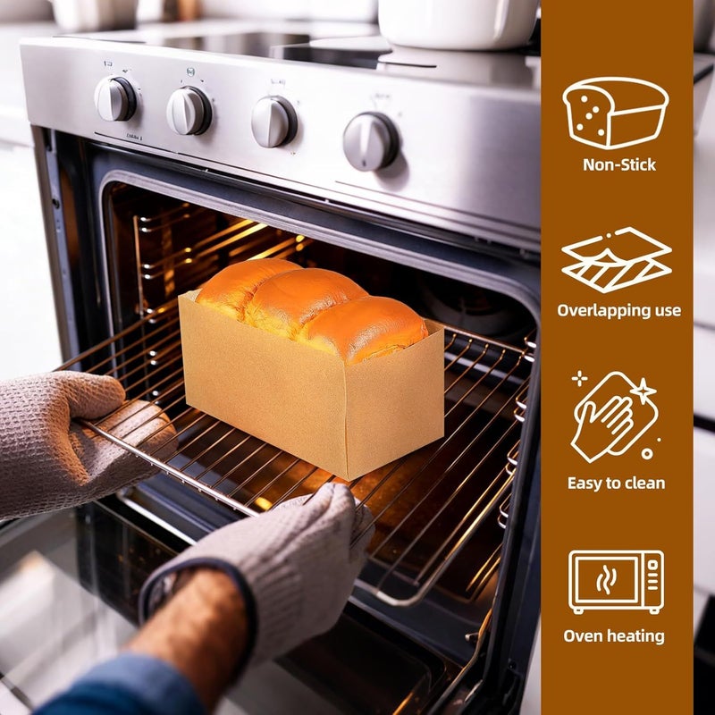 50pcs Loaf Pan Liners Parchment Paper Unbleached Bread Baking Sheets for 9x5 Pan Nonstick Cake Mold Liner Greaseproof Rectangular Paper Insert Natural Color - Image 2