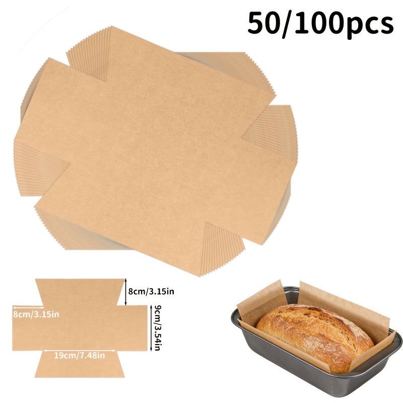 50pcs Loaf Pan Liners Parchment Paper Unbleached Bread Baking Sheets for 9x5 Pan Nonstick Cake Mold Liner Greaseproof Rectangular Paper Insert Natural Color - Image 3