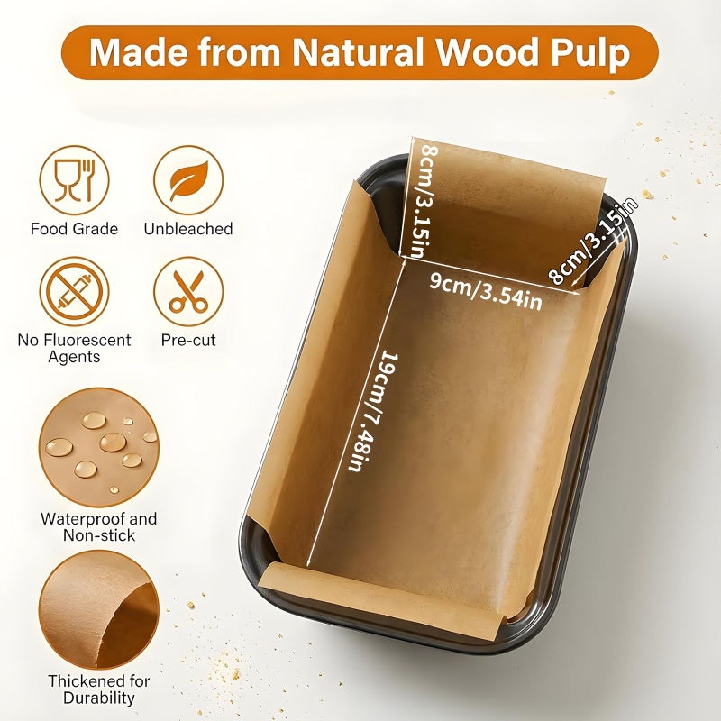 50pcs Loaf Pan Liners Parchment Paper Unbleached Bread Baking Sheets for 9x5 Pan Nonstick Cake Mold Liner Greaseproof Rectangular Paper Insert Natural Color - Image 4