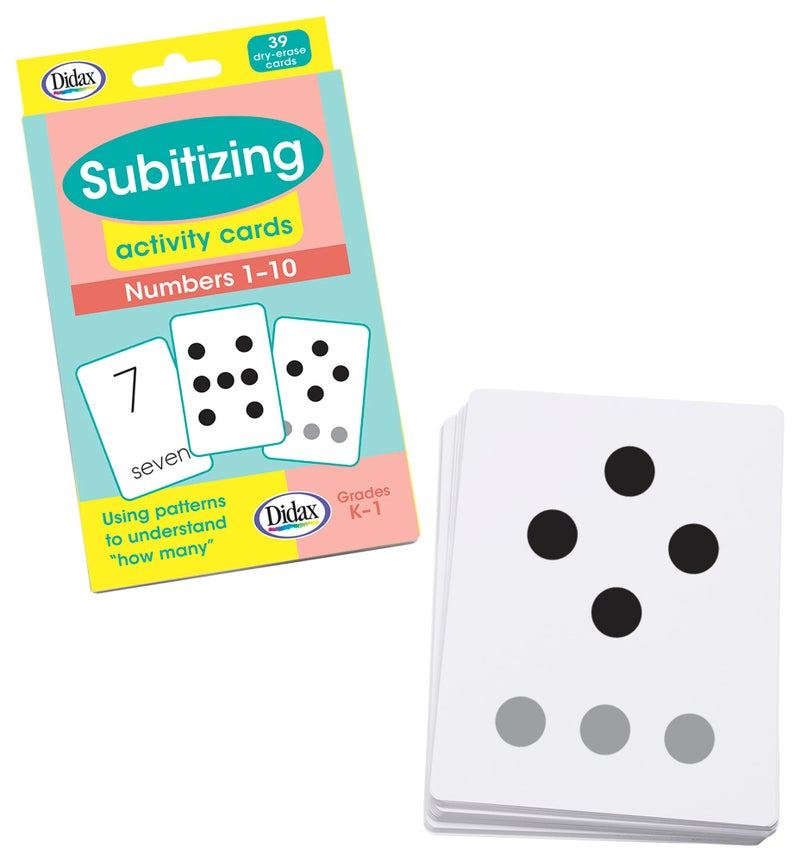 Didax 211015 Subitizing Dry-Erase Activity Cards, Numbers 1 to 10, White, Medium, Set of 39