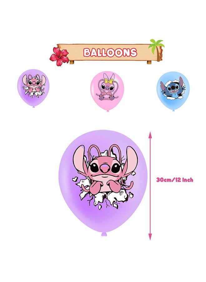 Lilo & Stitch Pink Party Supplies, Pink Girl Stitch Birthday Decoration,& Lilo Cartoon Theme Party Favors for Girls Included Happy Birthday Banner, Cupcake Toppers, Latex Balloons- 46 Pcs - Image 5