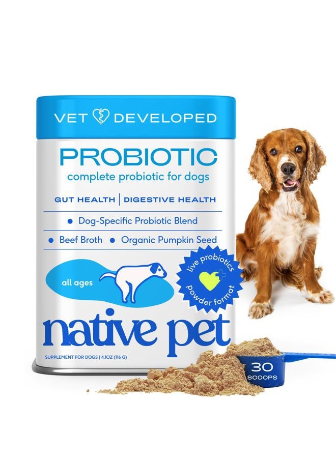 native pet Probiotics for Dogs - Dog Probiotics Powder for Digestive Health, Gut Support, & Immune Boost – Vet-Formulated Powder for Maximum Potency with Digestive Enzymes & Prebiotics - 30 Scoops - Image 1