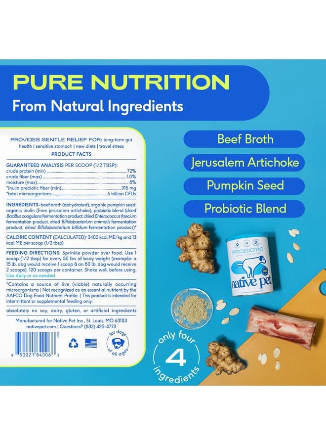 native pet Probiotics for Dogs - Dog Probiotics Powder for Digestive Health, Gut Support, & Immune Boost – Vet-Formulated Powder for Maximum Potency with Digestive Enzymes & Prebiotics - 30 Scoops - Image 3