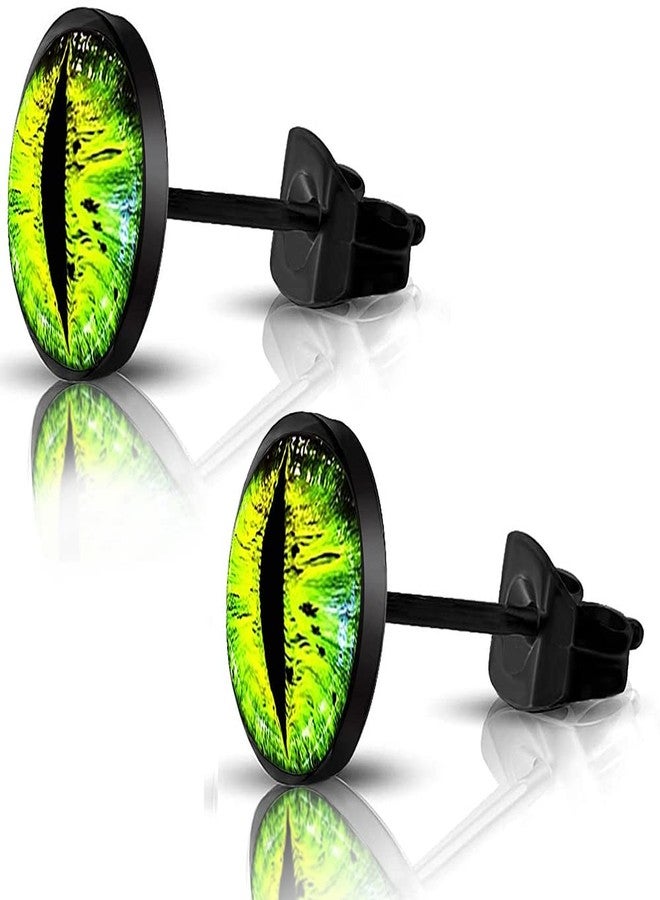 SIISPRI 316L Surgical Stainless Steel Evil Eye Earrings Round Circle Button Stud Post Earrings 10MM (black) - Image 1