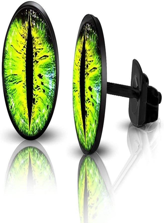 SIISPRI 316L Surgical Stainless Steel Evil Eye Earrings Round Circle Button Stud Post Earrings 10MM (black) - Image 3