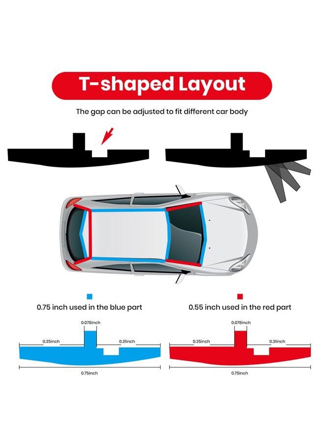 FengleAuto 2PCS Windshield Rubber Seal Car Weather Stripping Trim T Shape Sealing Strip for Car Front Rear Windshield (52.5 Feet) - Image 2