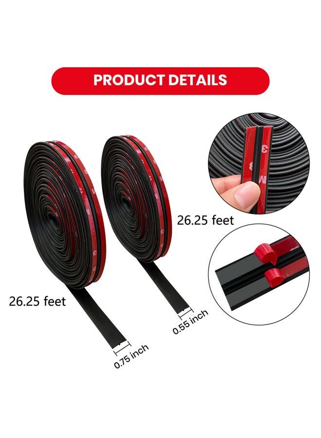 FengleAuto 2PCS Windshield Rubber Seal Car Weather Stripping Trim T Shape Sealing Strip for Car Front Rear Windshield (52.5 Feet) - Image 5