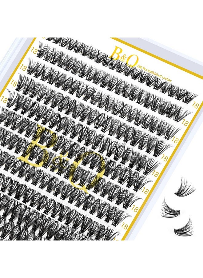 B&qaugen - Lash Clusters 40D0.07D18 B&Q Lash Individual Lashes 280 Clusters False Eyelash 30D 40D 50D Lash Clusters Extensions Individual Lashes Cluster Diy Eyelash Extensions At Home (40D0.07D,18Mm) - Image 1