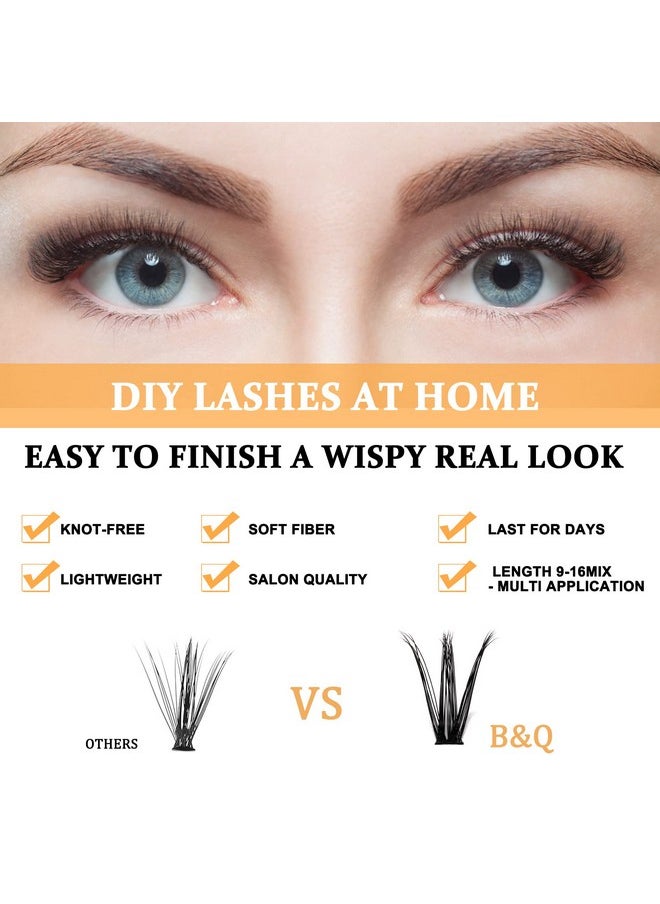 B&qaugen - Lash Clusters 40D0.07D18 B&Q Lash Individual Lashes 280 Clusters False Eyelash 30D 40D 50D Lash Clusters Extensions Individual Lashes Cluster Diy Eyelash Extensions At Home (40D0.07D,18Mm) - Image 1