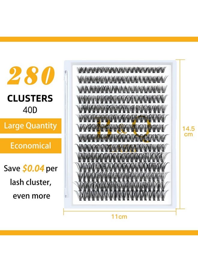 B&qaugen - Lash Clusters 40D0.07D18 B&Q Lash Individual Lashes 280 Clusters False Eyelash 30D 40D 50D Lash Clusters Extensions Individual Lashes Cluster Diy Eyelash Extensions At Home (40D0.07D,18Mm) - Image 1