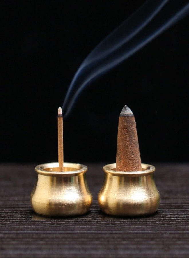 ZYAMY 6PCS Incense Holder Mini Cone Burner Brass Gold Chinese Indoor and Outdoor Decorative Metal Ash Collector 0.13 Inch Hole Diameter for Yoga Studio Meditation Buddhist Temple - Image 4