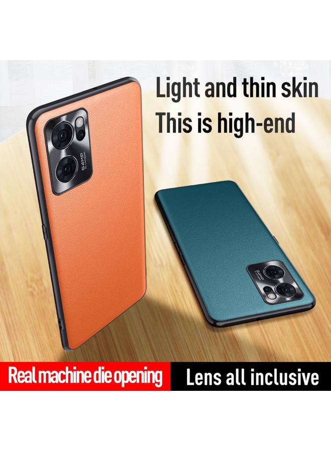 S-TOP Case For OPPO Reno7 Plain Skin Leather Phone Case - Image 2
