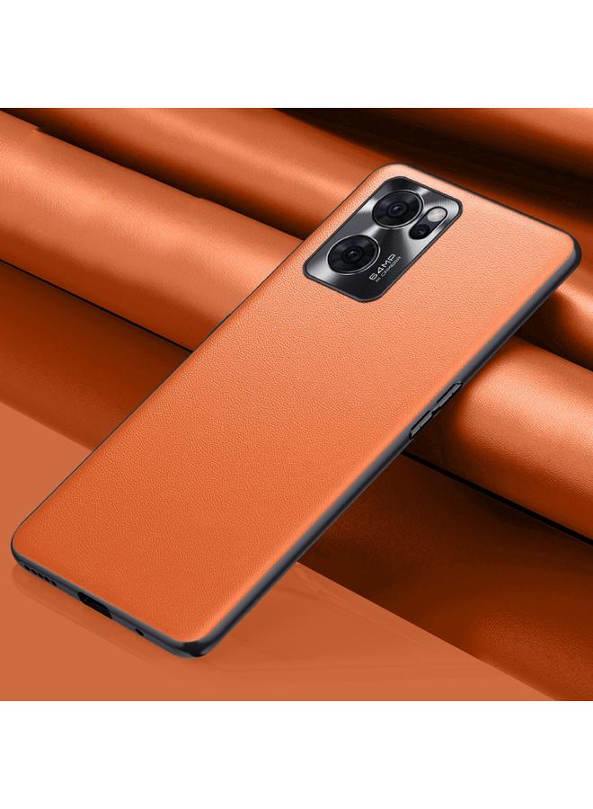 S-TOP Case For OPPO Reno7 Plain Skin Leather Phone Case - Image 1