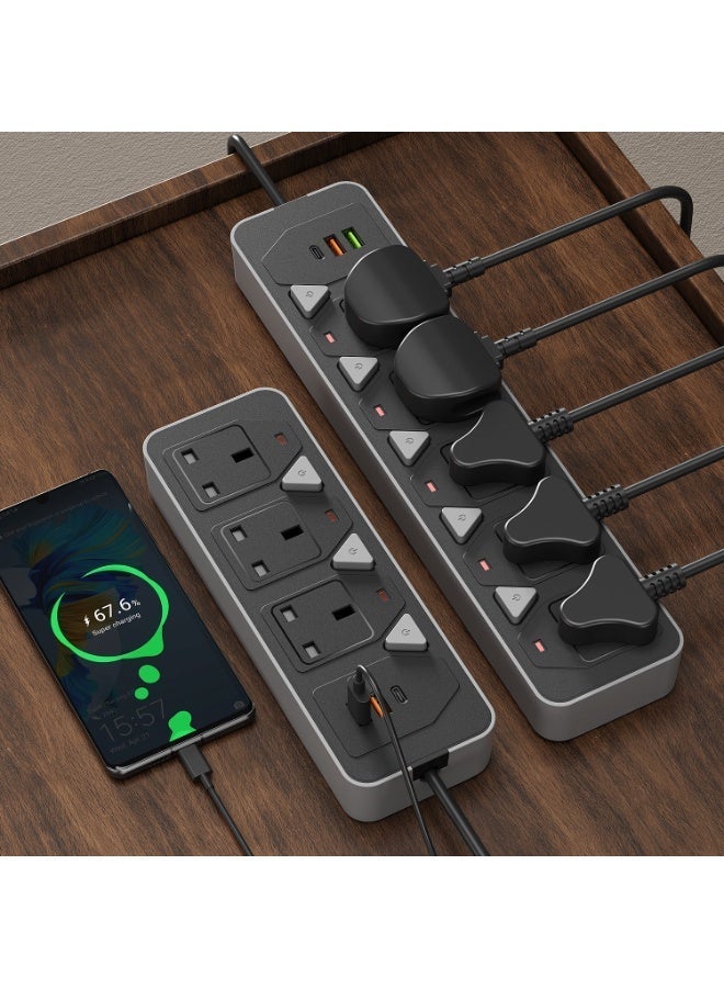 MORTICO Power Strip,  Surge Protector with 5 Outlets and 3 USB Ports, 10 Feet Extension Cord (2100W), Black - Image 3