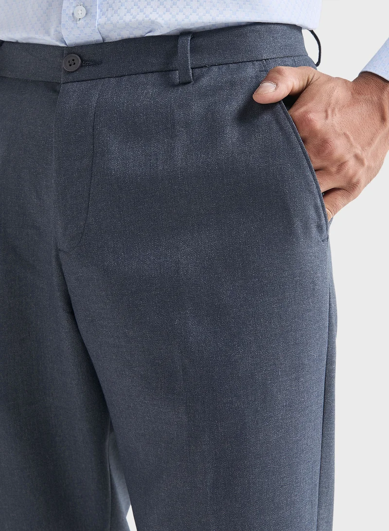 فاف Solid Regular Fit Trousers with Pockets