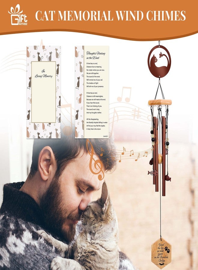 GiftAmaz Cat Memorial Wind Chime, 24 Inch Pet Sympathy Wind Chimes for Outdoor Garden Patio Porch Decoration - Image 2