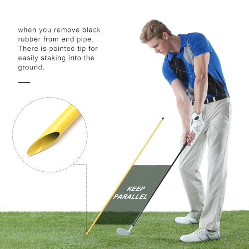 Dittoven Golf Alignment Sticks 3 Pack, 58 inch Golf Swing Practice Stick, Adjustable Length Golf Practice Rods Alignment Training Sticks for Aiming, Putting, Full Swing Trainer, Yellow - Image 2