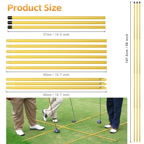 Dittoven Golf Alignment Sticks 3 Pack, 58 inch Golf Swing Practice Stick, Adjustable Length Golf Practice Rods Alignment Training Sticks for Aiming, Putting, Full Swing Trainer, Yellow - Image 5