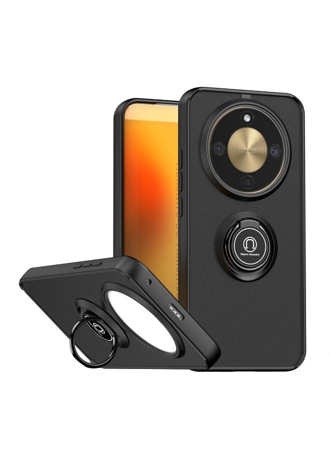 ثلاثة نمور لـ Honor X9d 5G Case، TPU + Hard PC Magnetic Ring Car Mount Stand Bumper Cover Full Portection حالة هاتف مقاومة للصدمات لـ Honor X9d 5G، أسود - Image 1