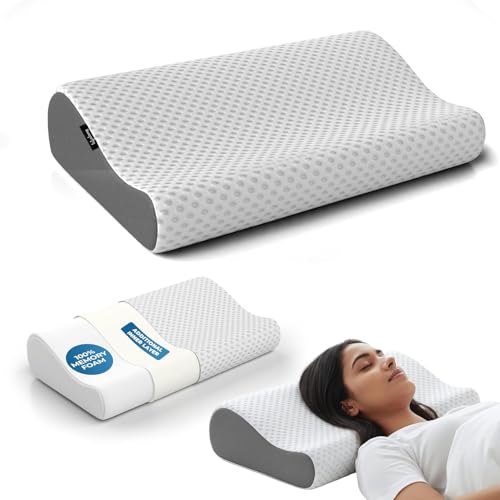 Lifelong Memory Foam Cervical Pillow for Neck Support | Orthopedic Contour Foam Pillow for Neck Pain with Breathable Cover | Fits Side & Back Sleepers | Pain Relief for Adults | Comfortable Bed Pillow - Image 1