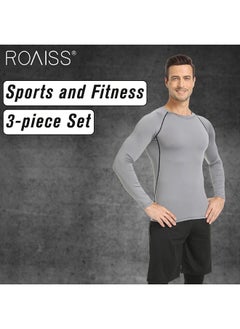 roaiss 3-Piece Men's Fitness Set Lightweight And Breathable Quick Drying Cycling Clothes Breathable And Sweat Absorbing Tight Training Clothing  - Image 3
