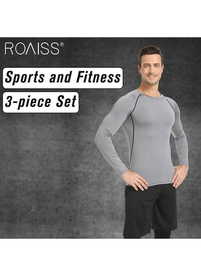 3-Piece Men's Fitness Set Lightweight And Breathable Quick Drying Cycling Clothes Breathable And Sweat Absorbing Tight Training Clothing