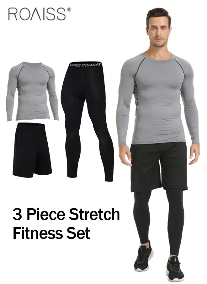 3-Piece Men's Fitness Set Lightweight And Breathable Quick Drying Cycling Clothes Breathable And Sweat Absorbing Tight Training Clothing
