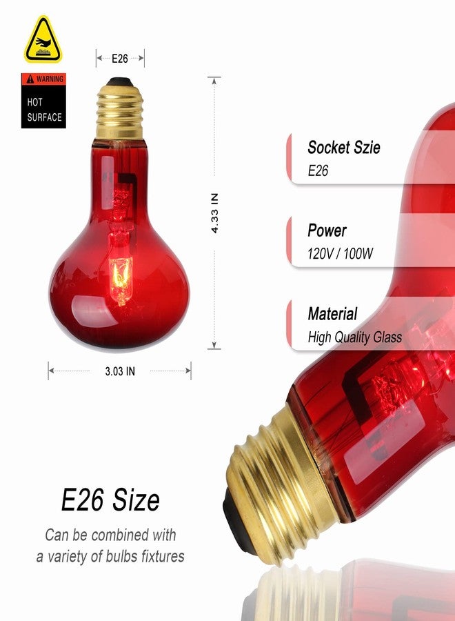 WUHOSTAM 100W Infrared Reptile Heat Lamp Bulb, UVA Basking Spot Red Light Glass Heat Bulbs for Reptiles and Amphibian Use, Bearded Dragon, Turtle, Gecko, Snake, Lizard, Chameleon - 2 Pack - Image 3