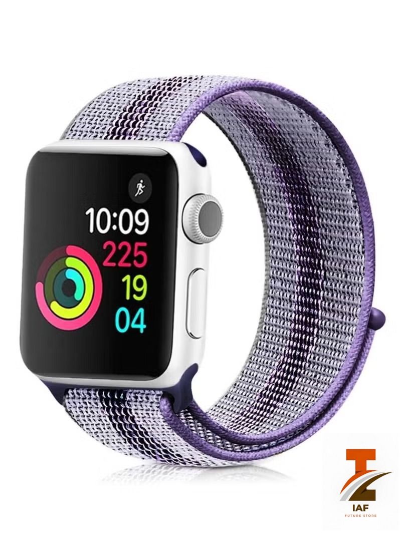 IAF Nylon Sport Band for Apple Watch 45mm 44mm 42mm , Soft Replacement Strap for iWatch Series 7/ 6/ SE/ 5/4/3/2/1 (Multi Purple)