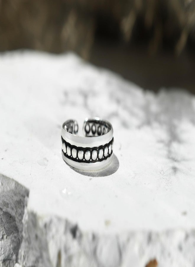 ايرافيدا خاتم إصبع القدم أو الخنصر من الفضة الإسترليني عيار 925 بتصميم استوائي قبلي مزين بصف من الدوائر والنقاط | إكسسوار بوهيمي للنساء | مجوهرات كواتشيلا العصرية - Image 3