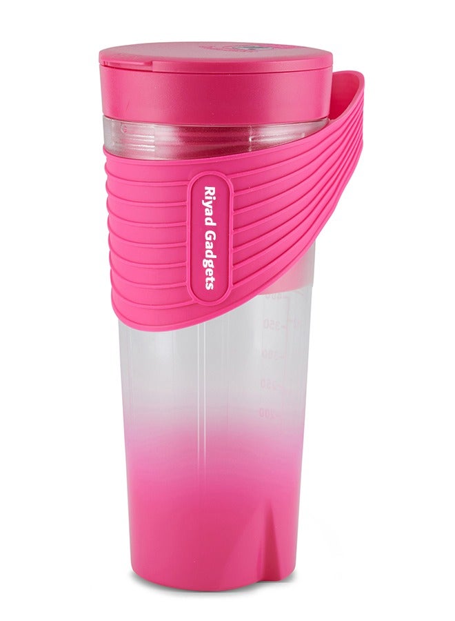 RIYAD GADGETS Portable Juicer Blender: Rechargeable Personal Blender with Four Ultra-Sharp Blades, Perfect for Travel, Gym, and Office (Pink) - Image 1