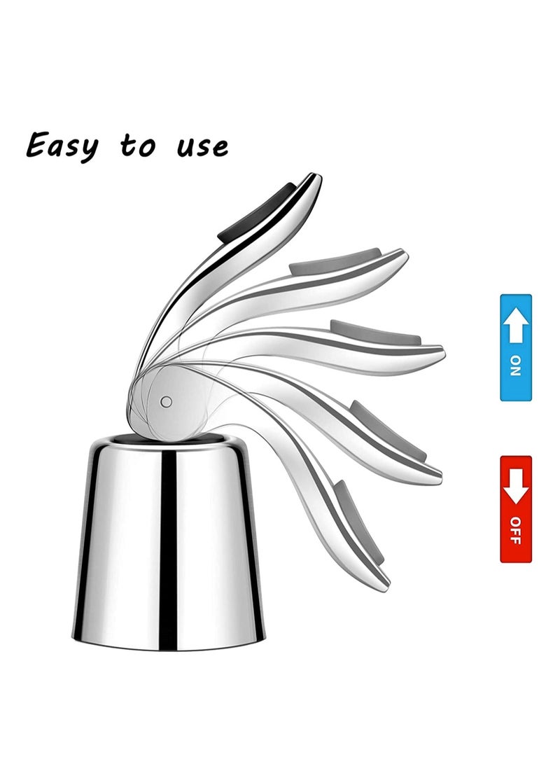 2 PACK Stainless Steel Bottle Stopper Expanding Beverage Bottle Stopper Reusable Bottle Saver Bottle Sealer Keeps Drink Fresh - Image 2