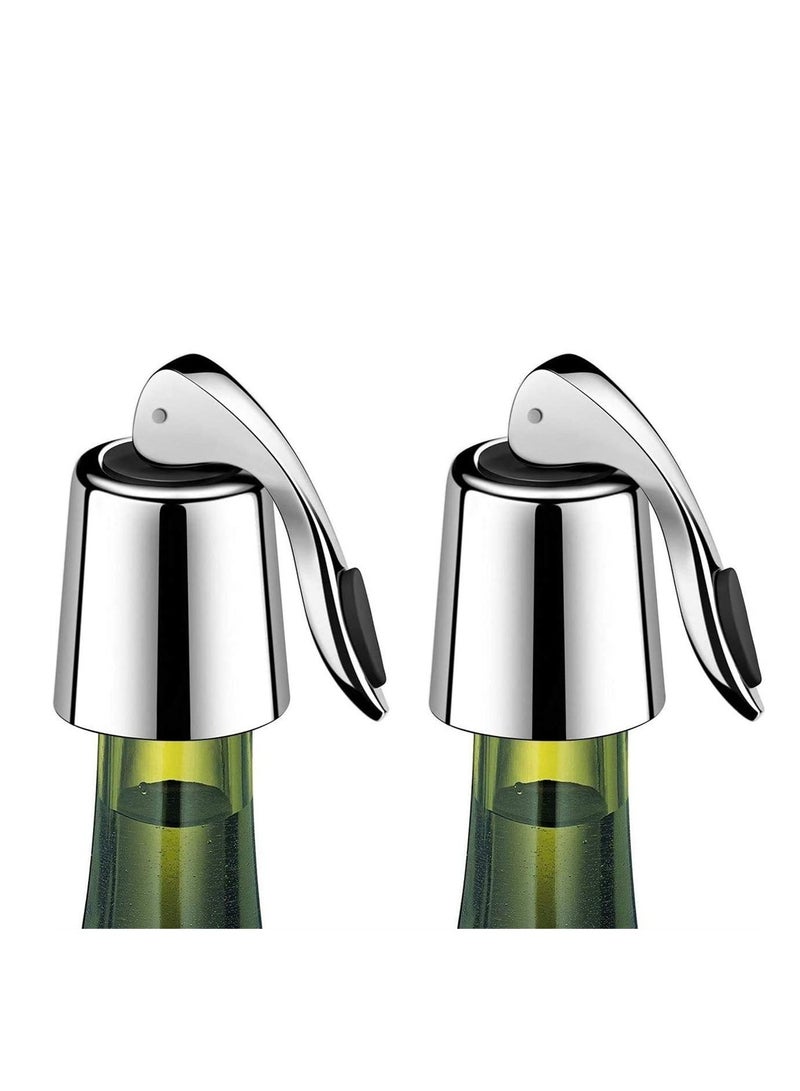 2 PACK Stainless Steel Bottle Stopper Expanding Beverage Bottle Stopper Reusable Bottle Saver Bottle Sealer Keeps Drink Fresh - Image 1