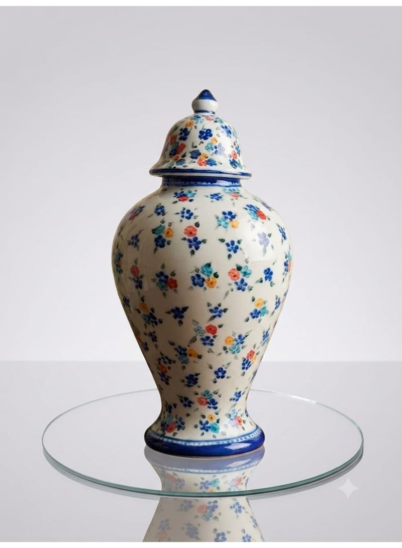 30cm Floral Porcelain Ginger Jar Vase with Lid - Image 2
