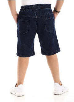 Andora Dark Blue Thigh Stitched Detail Denim Shorts  - Image 4