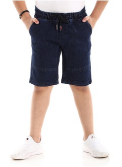 Andora Dark Blue Thigh Stitched Detail Denim Shorts  - Image 2