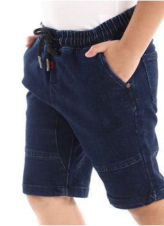 Andora Dark Blue Thigh Stitched Detail Denim Shorts  - Image 5