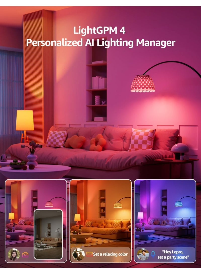 Lepro B3 AI Smart Bulb E27, 1521LM 12W (Replace 100W), Work with Alexa & Google Assistant, Music Sync Bluetooth & WiFi Bulb, Voice Control Screw Light Bulbs, Personalized AI Lighting Designer, 2 Packs - Image 2