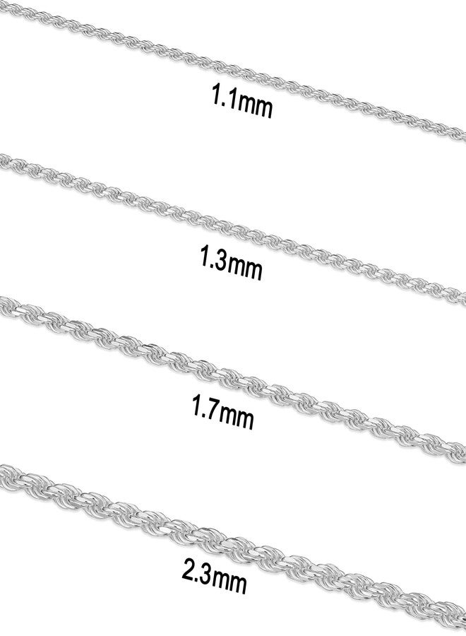 Kooljewelry 925 Sterling Silver Diamond-Cut Rope Chain Bracelet (1.7mm, 7.5 inch) - Image 2