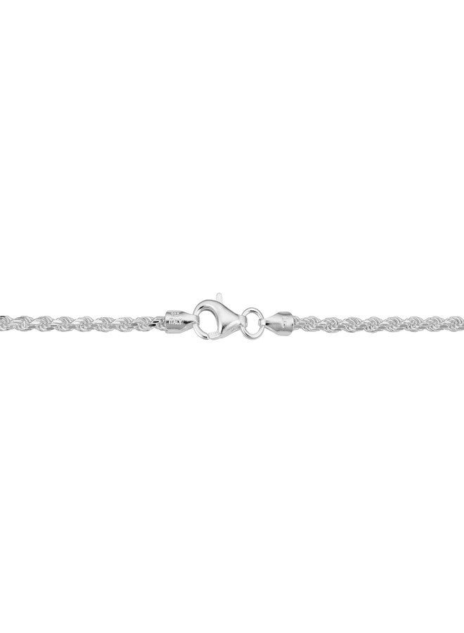 Kooljewelry 925 Sterling Silver Diamond-Cut Rope Chain Bracelet (1.7mm, 7.5 inch) - Image 4