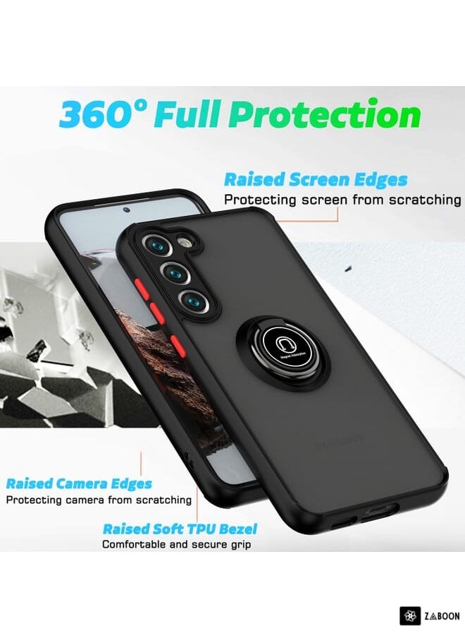 زبون جراب هاتف هجين من البولي يوريثين الحراري والبولي يوريثين الحراري لهاتف Samsung Galaxy S23 5G Q Shadow I Ring Kickstand (أخضر غامق)  - Image 4
