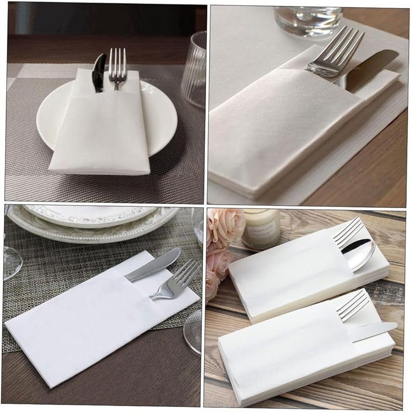 مناديل العشاء البيضاء القابلة للتصرف 50 قطعة مع قدرة امتصاص محسّنة لحفلات الزفاف والمناسبات - Image 5