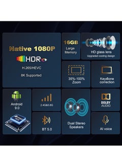 General Classic Projector X1 Pro Full HD 5G Smart Projector 8K 1080P Resolution 12000 Lumens Dual Band WiFi Auto Focus Keystone correction Dual Stereo Speakers Dolby Digital Grey  - Image 4