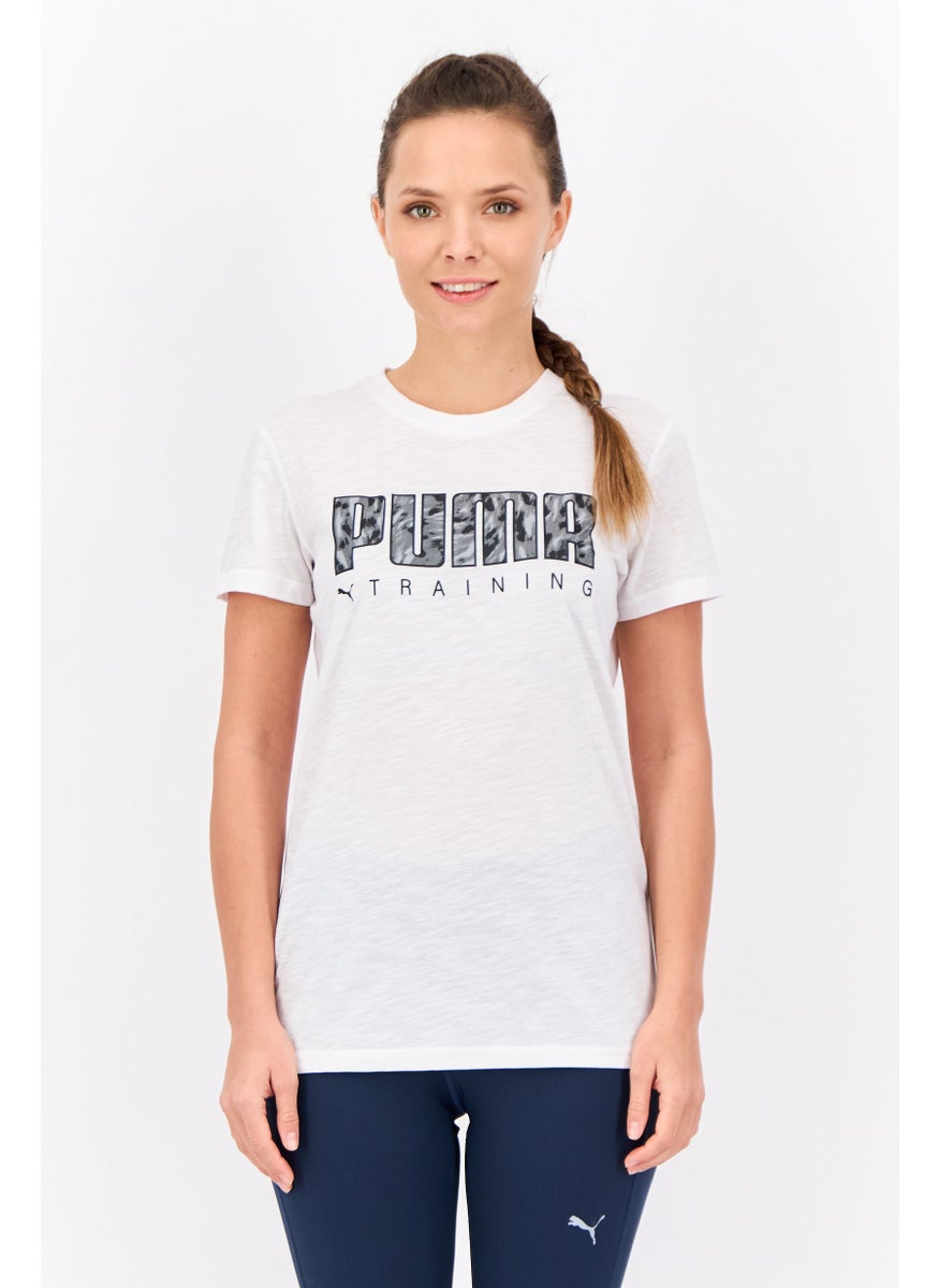 PUMA Women Sportwear Fit Short Sleeve Training T-Shirt, White  - Image 1