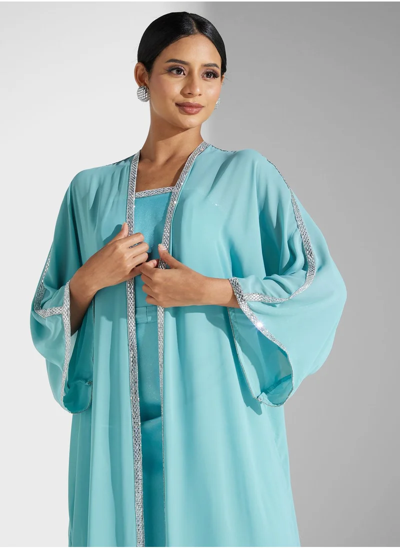 Namshi x Dress With Embellished Detail & Cape