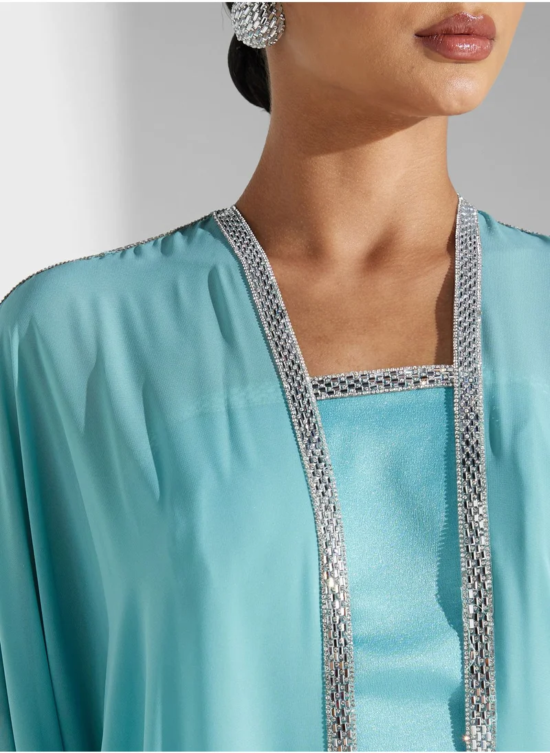 Namshi x Dress With Embellished Detail & Cape