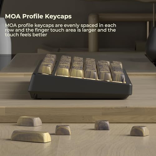 OHY MOA Profile Keycaps, XVX Wood Keycaps PBT Double-Shot 130pcs Retro Keycap Set for Mechanical Keyboard 61/64/75/84/87/104/108 Layout with Key Puller, Light Walnut Textures - Image 5