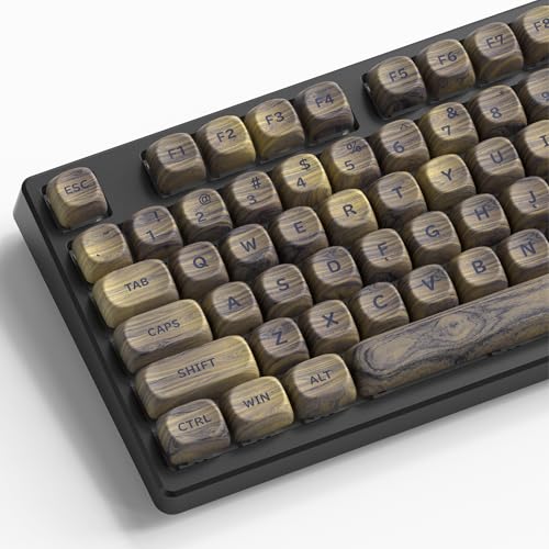 OHY MOA Profile Keycaps, XVX Wood Keycaps PBT Double-Shot 130pcs Retro Keycap Set for Mechanical Keyboard 61/64/75/84/87/104/108 Layout with Key Puller, Light Walnut Textures - Image 1