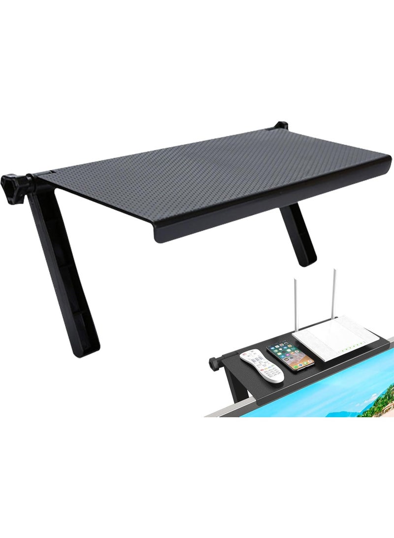 Monitor top storage stand, black computer monitor stand, adjustable cable box stand with 13-inch/33cm platform for speakers, router, soundbars, and game console - Image 1