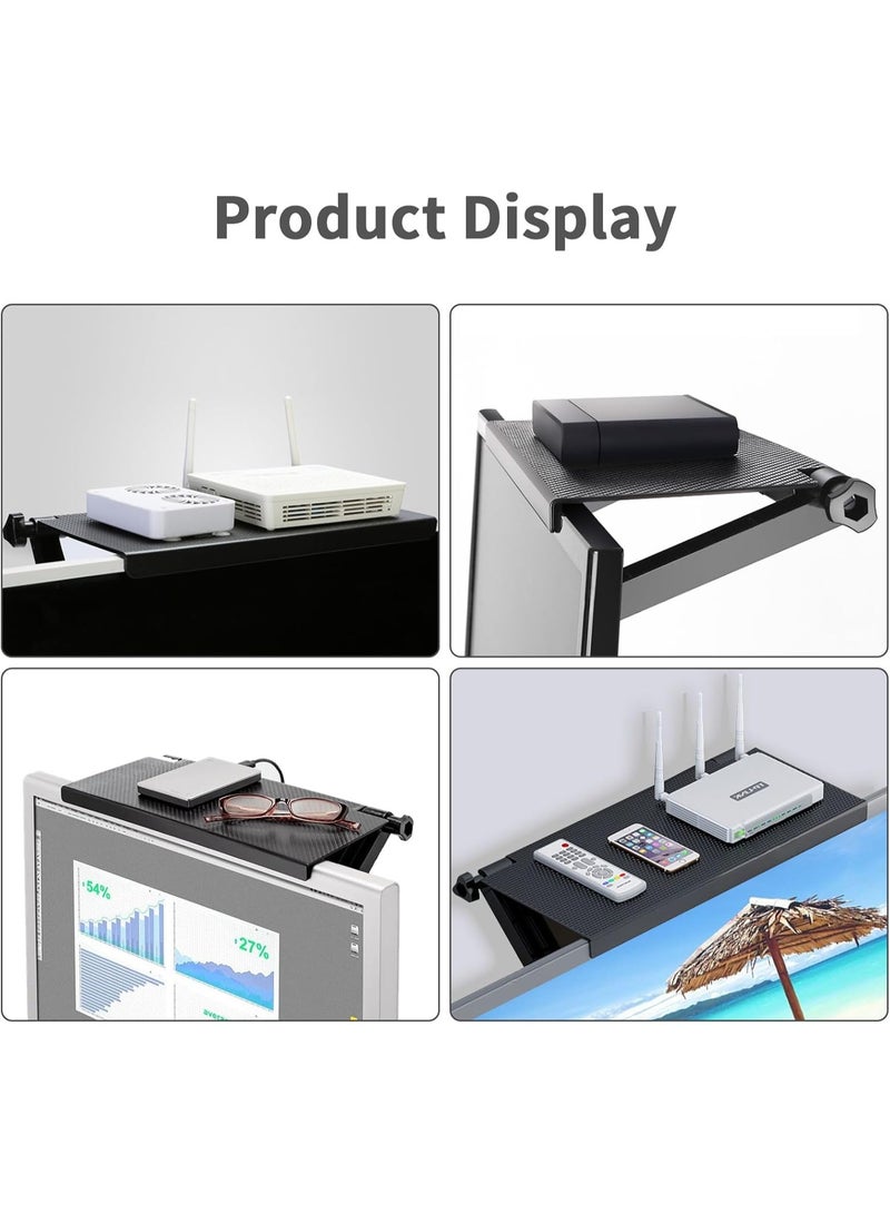 Monitor top storage stand, black computer monitor stand, adjustable cable box stand with 13-inch/33cm platform for speakers, router, soundbars, and game console - Image 4